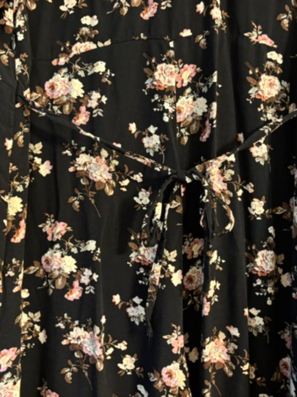Natural Life Black Floral Wide Leg Cropped Short Sleeve Jumpsuit Large - Picture 8 of 8